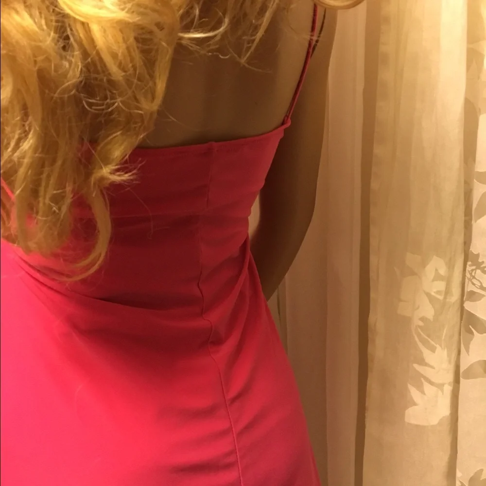 Mariposa Pink Mini Dress Strappy Summer Dress | Flowy Babydoll Party Dress (S) - Picture 5 of 5